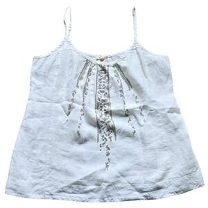 Eileen Fisher Spaghetti Strap, 100%‎ Linen, Natural Top with Sequin Top, Large